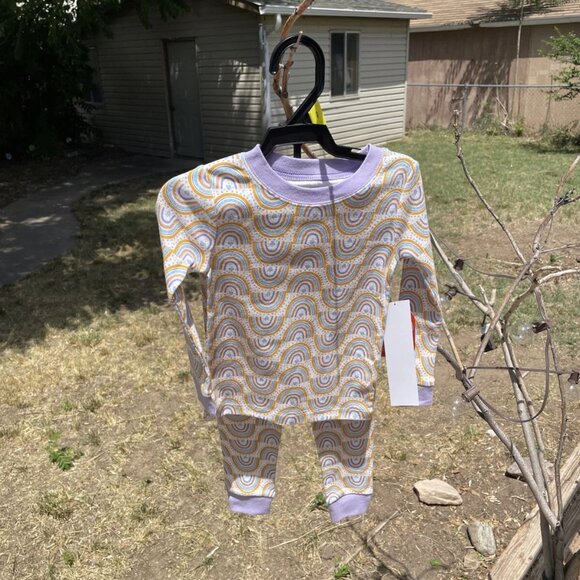 Wonder Nation Toddler Cotton Long Sleeve 2-Piece Pajama Set, 3T, Rainbows - NWT - Picture 1 of 3